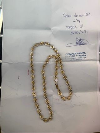 Cordon de oro 18k ,, peso 27 gramos largo 60