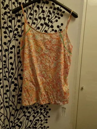 Canottiera cotone fantasia floreale arancione