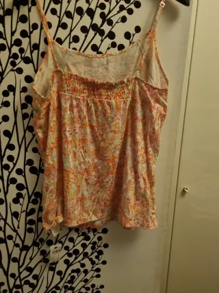 Canottiera cotone fantasia floreale arancione