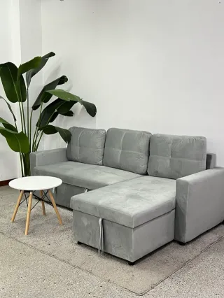 Sofá cama gris con arcón - hacemos envíos