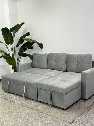 Sofá cama gris con arcón - hacemos envíos