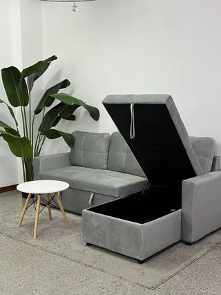 Sofá cama gris con arcón - hacemos envíos