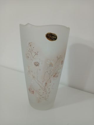 Vaso Vetro Satinato Floreale Oro Vintage