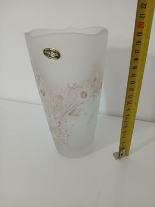 Vaso Vetro Satinato Floreale Oro Vintage