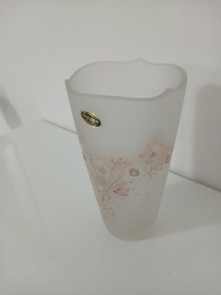 Vaso Vetro Satinato Floreale Oro Vintage