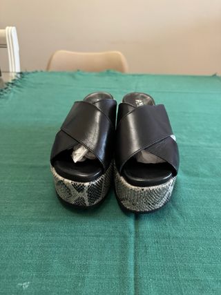 Sandalias de plataforma de piel