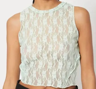 Top crop encaje verde agua Talla L