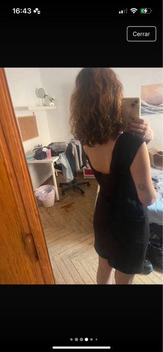 Vestido Desigual Negro con Mariposa Roja