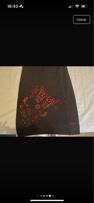 Vestido Desigual Negro con Mariposa Roja