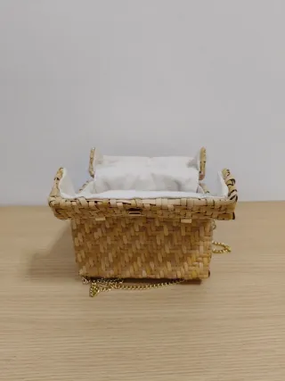 Bolso de mimbre Zara con asa de cuentas.SOLO ENVIO