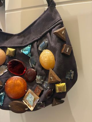 Bolso tela pedrería multicolor