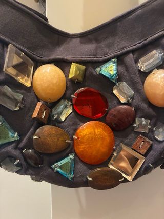 Bolso tela pedrería multicolor