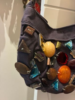 Bolso tela pedrería multicolor