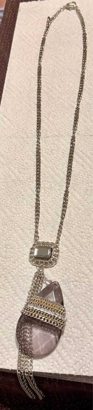 Colgante Piedra Cristal Marrón y Plata