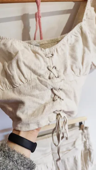 Conjunto top y falda pantalón lino Stradivarius