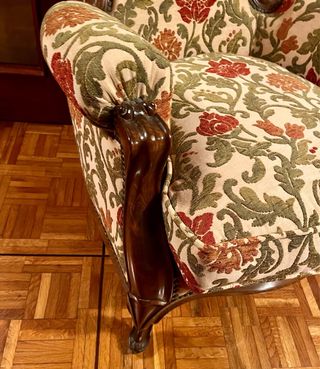 Butaca Luis XV madera maciza tapizada