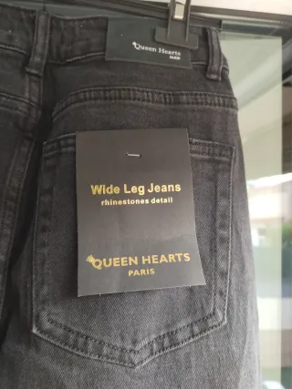 Pantalones vaqueros negros /grises con pedrería