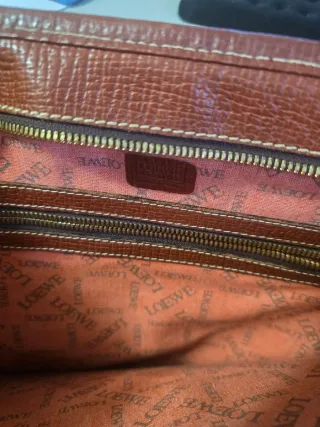 Bolso Loewe Cuero Marrón y Gris