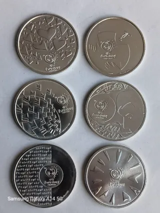 Conjunto 6 moedas Euro 2004 Portugal Prata
