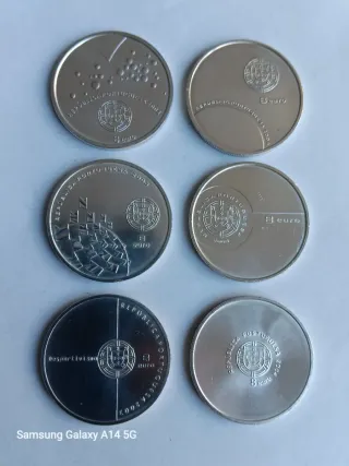 Conjunto 6 moedas Euro 2004 Portugal Prata