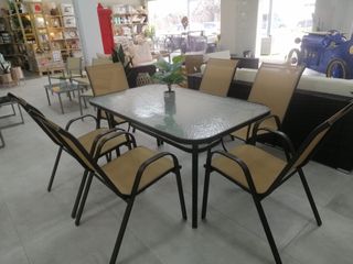 REBAJA DE TERRAZA: MESA + 6 SILLAS 150X90CM