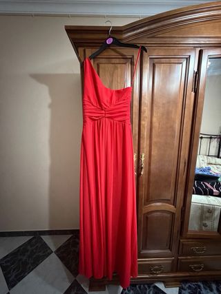 Vestido largo azul con tiras cruzadas