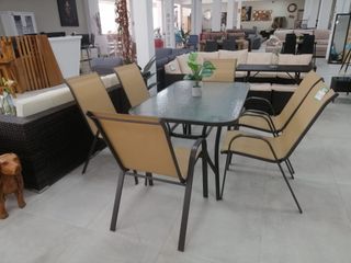 REBAJA DE TERRAZA: MESA + 6 SILLAS 150X90CM