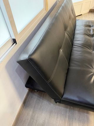 Sofá Cama Negro Piel Sintética