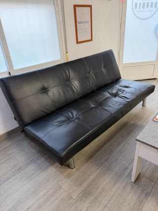 Sofá Cama Negro Piel Sintética