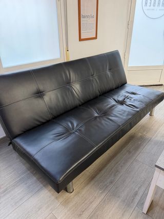 Sofá Cama Negro Piel Sintética