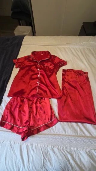 Pack Pijama Satén Rojo