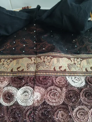 Bolso étnico negro y multicolor nuevo