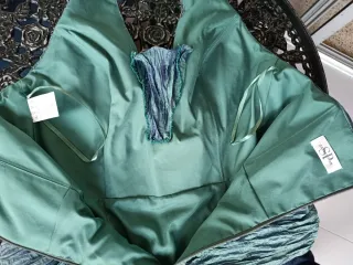 Vestido fiesta verde tornasol