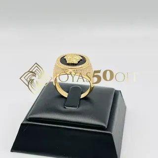 SELLO REDONDO ONIX MEDUSA. Oro 18k.