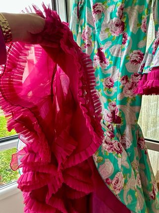 Vestido Flamenca Turquesa y Buganvilla