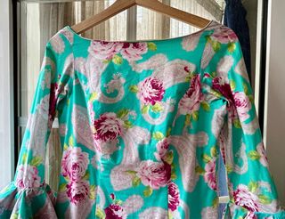 Vestido Flamenca Turquesa y Buganvilla