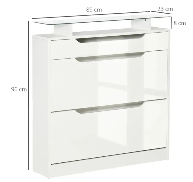 Zapatero 16 pares blanco y cristal