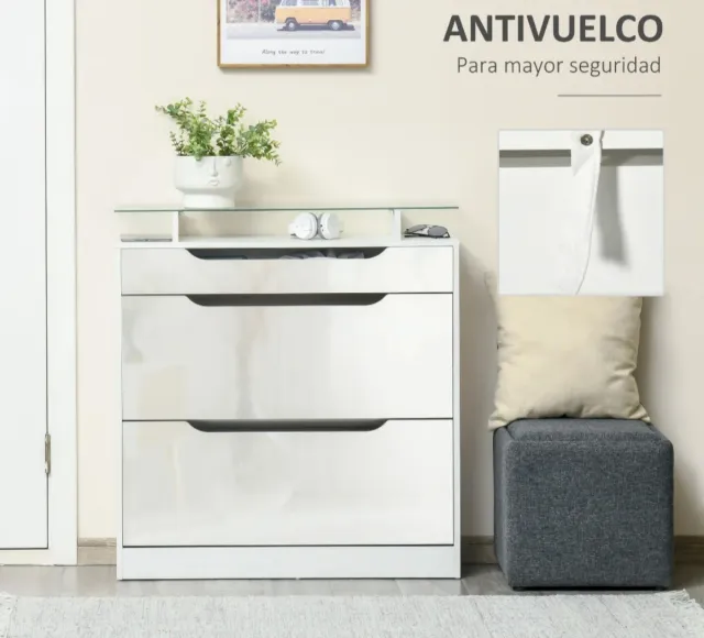 Zapatero 16 pares blanco y cristal