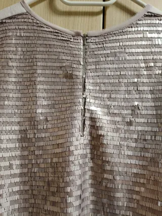 Top Mango lentejuelas rosa empolvado. SOLO ENVIOS.