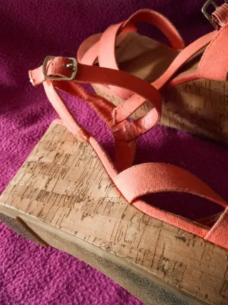 ATMOSPHERE SANDALIAS DE CORCHO CUÑA  NARANJAS T39