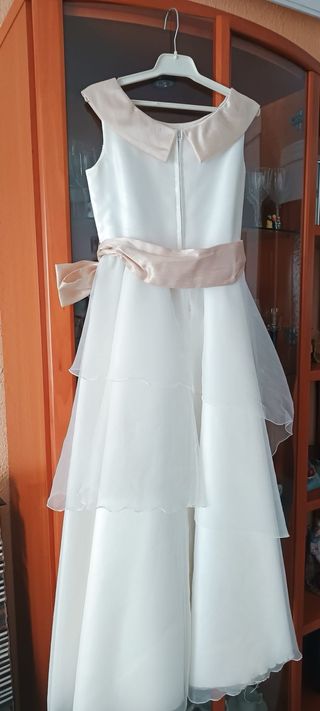 Vestido de Comunión Blanco y beige