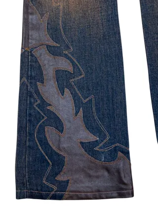 Vintage Jeans "Tribal Flame" Flared Denim