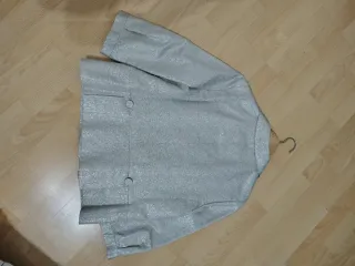 Traje de chaqueta y falda plateado. Ideal bodas.