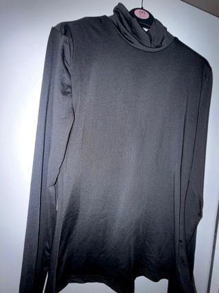 Maglia collo alto nera manica lunga Tall