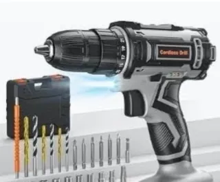 Taladro Atornillador+accesorios, no tiene batería.