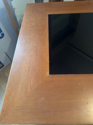 Mesa de salón madera y cristal