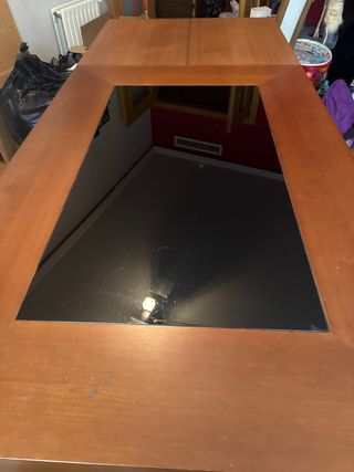 Mesa de salón madera y cristal