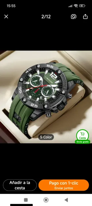 Solo este Finde Reloj LIBOGER Hombre Verde.  Nuevo