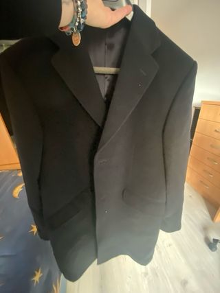 Abrigo de paño hombre negro