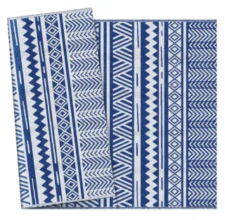 Alfombra reversible exterior azul y blanco